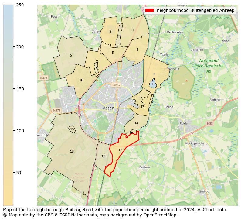 Image of the neighbourhood Buitengebied Anreep at the map. This image is used as introduction to this page. This page shows a lot of information about the population in the neighbourhood Buitengebied Anreep (such as the distribution by age groups of the residents, the composition of households, whether inhabitants are natives or Dutch with an immigration background, data about the houses (numbers, types, price development, use, type of property, ...) and more (car ownership, energy consumption, ...) based on open data from the Dutch Central Bureau of Statistics and various other sources!