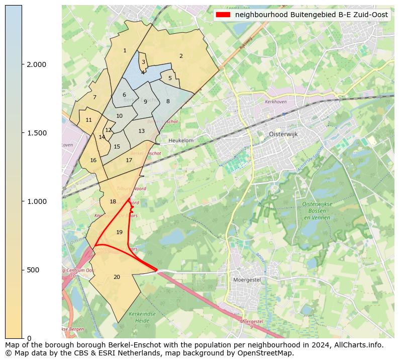 Image of the neighbourhood Buitengebied B-E Zuid-Oost at the map. This image is used as introduction to this page. This page shows a lot of information about the population in the neighbourhood Buitengebied B-E Zuid-Oost (such as the distribution by age groups of the residents, the composition of households, whether inhabitants are natives or Dutch with an immigration background, data about the houses (numbers, types, price development, use, type of property, ...) and more (car ownership, energy consumption, ...) based on open data from the Dutch Central Bureau of Statistics and various other sources!