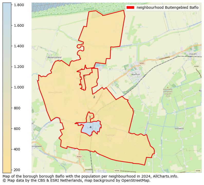 Image of the neighbourhood Buitengebied Baflo at the map. This image is used as introduction to this page. This page shows a lot of information about the population in the neighbourhood Buitengebied Baflo (such as the distribution by age groups of the residents, the composition of households, whether inhabitants are natives or Dutch with an immigration background, data about the houses (numbers, types, price development, use, type of property, ...) and more (car ownership, energy consumption, ...) based on open data from the Dutch Central Bureau of Statistics and various other sources!