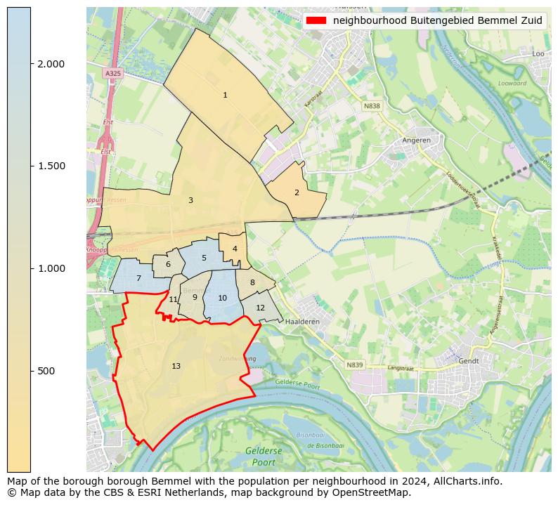 Image of the neighbourhood Buitengebied Bemmel Zuid at the map. This image is used as introduction to this page. This page shows a lot of information about the population in the neighbourhood Buitengebied Bemmel Zuid (such as the distribution by age groups of the residents, the composition of households, whether inhabitants are natives or Dutch with an immigration background, data about the houses (numbers, types, price development, use, type of property, ...) and more (car ownership, energy consumption, ...) based on open data from the Dutch Central Bureau of Statistics and various other sources!