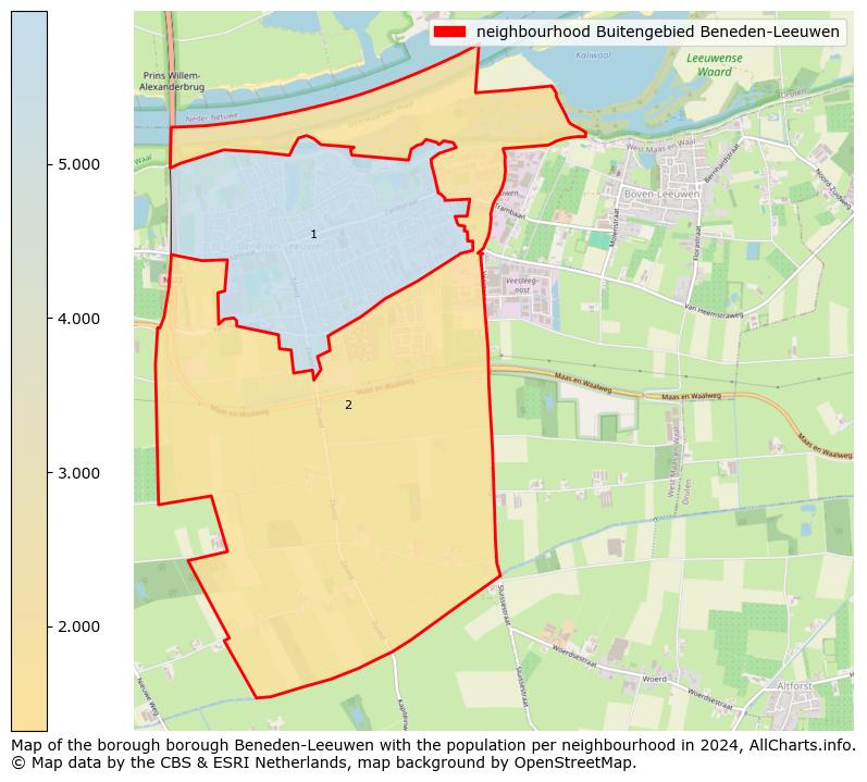 Image of the neighbourhood Buitengebied Beneden-Leeuwen at the map. This image is used as introduction to this page. This page shows a lot of information about the population in the neighbourhood Buitengebied Beneden-Leeuwen (such as the distribution by age groups of the residents, the composition of households, whether inhabitants are natives or Dutch with an immigration background, data about the houses (numbers, types, price development, use, type of property, ...) and more (car ownership, energy consumption, ...) based on open data from the Dutch Central Bureau of Statistics and various other sources!