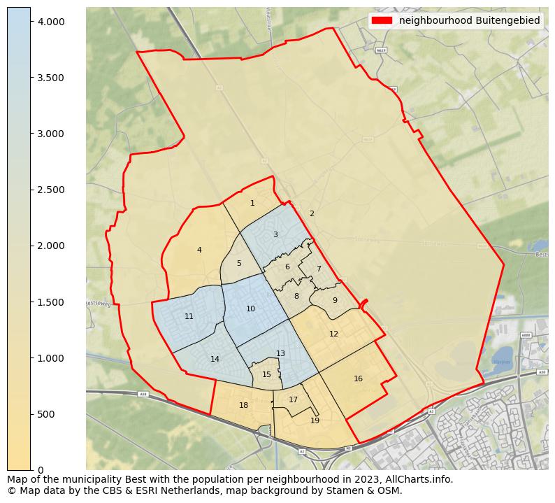 Map of the municipality Best with the population per neighbourhood in 2023. This page shows a lot of information about residents (such as the distribution by age groups, family composition, gender, native or Dutch with an immigration background, ...), homes (numbers, types, price development, use, type of property, ...) and more (car ownership, energy consumption, ...) based on open data from the Dutch Central Bureau of Statistics and various other sources!