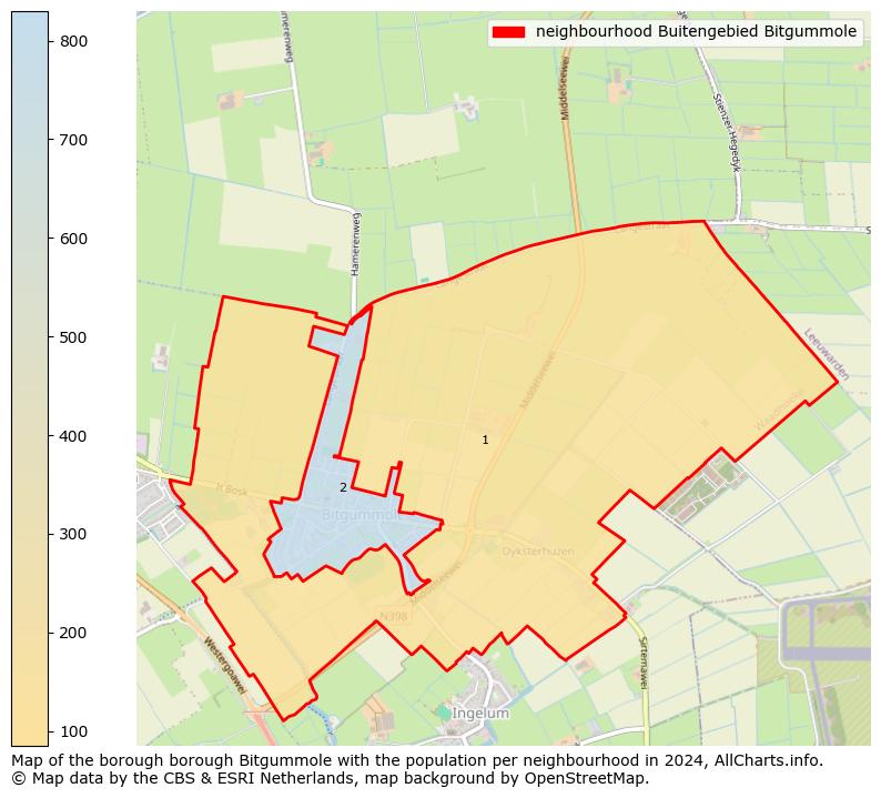 Image of the neighbourhood Buitengebied Bitgummole at the map. This image is used as introduction to this page. This page shows a lot of information about the population in the neighbourhood Buitengebied Bitgummole (such as the distribution by age groups of the residents, the composition of households, whether inhabitants are natives or Dutch with an immigration background, data about the houses (numbers, types, price development, use, type of property, ...) and more (car ownership, energy consumption, ...) based on open data from the Dutch Central Bureau of Statistics and various other sources!