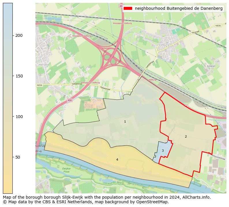 Image of the neighbourhood Buitengebied de Danenberg at the map. This image is used as introduction to this page. This page shows a lot of information about the population in the neighbourhood Buitengebied de Danenberg (such as the distribution by age groups of the residents, the composition of households, whether inhabitants are natives or Dutch with an immigration background, data about the houses (numbers, types, price development, use, type of property, ...) and more (car ownership, energy consumption, ...) based on open data from the Dutch Central Bureau of Statistics and various other sources!