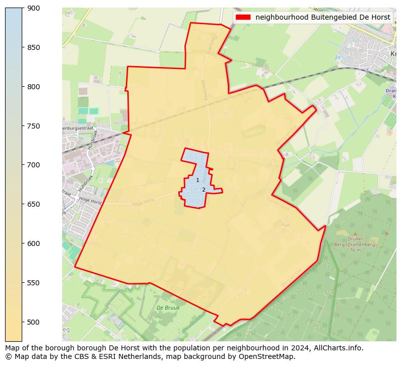 Image of the neighbourhood Buitengebied De Horst at the map. This image is used as introduction to this page. This page shows a lot of information about the population in the neighbourhood Buitengebied De Horst (such as the distribution by age groups of the residents, the composition of households, whether inhabitants are natives or Dutch with an immigration background, data about the houses (numbers, types, price development, use, type of property, ...) and more (car ownership, energy consumption, ...) based on open data from the Dutch Central Bureau of Statistics and various other sources!