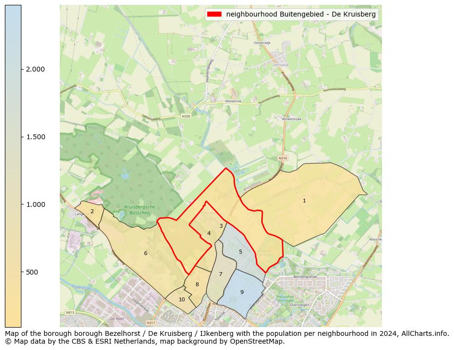 Image of the neighbourhood Buitengebied - De Kruisberg at the map. This image is used as introduction to this page. This page shows a lot of information about the population in the neighbourhood Buitengebied - De Kruisberg (such as the distribution by age groups of the residents, the composition of households, whether inhabitants are natives or Dutch with an immigration background, data about the houses (numbers, types, price development, use, type of property, ...) and more (car ownership, energy consumption, ...) based on open data from the Dutch Central Bureau of Statistics and various other sources!