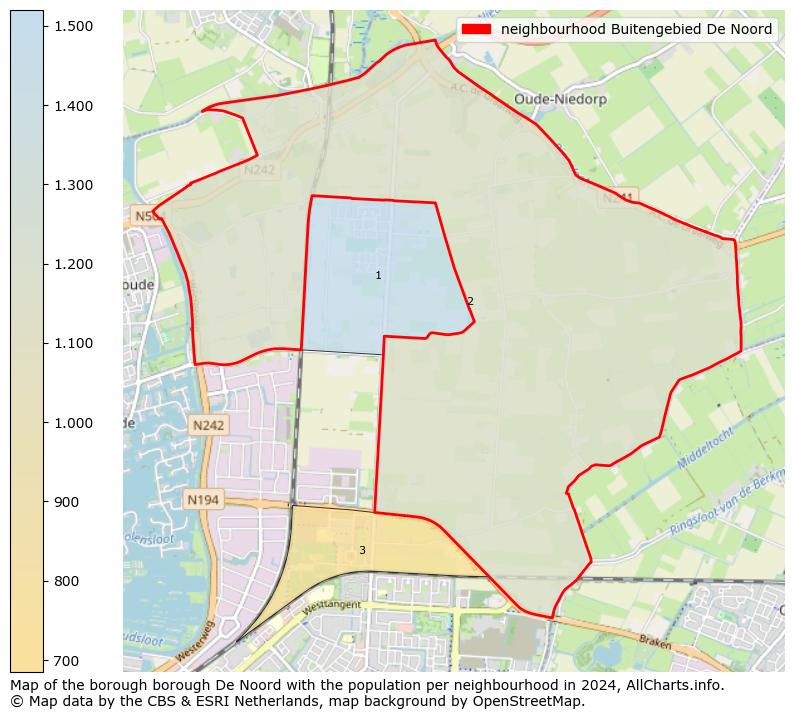 Image of the neighbourhood Buitengebied De Noord at the map. This image is used as introduction to this page. This page shows a lot of information about the population in the neighbourhood Buitengebied De Noord (such as the distribution by age groups of the residents, the composition of households, whether inhabitants are natives or Dutch with an immigration background, data about the houses (numbers, types, price development, use, type of property, ...) and more (car ownership, energy consumption, ...) based on open data from the Dutch Central Bureau of Statistics and various other sources!