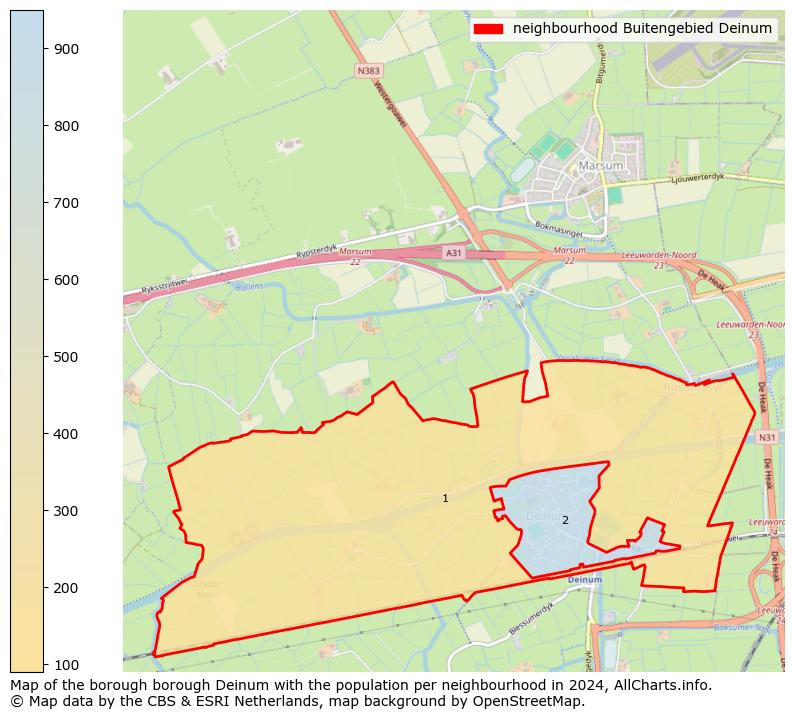 Image of the neighbourhood Buitengebied Deinum at the map. This image is used as introduction to this page. This page shows a lot of information about the population in the neighbourhood Buitengebied Deinum (such as the distribution by age groups of the residents, the composition of households, whether inhabitants are natives or Dutch with an immigration background, data about the houses (numbers, types, price development, use, type of property, ...) and more (car ownership, energy consumption, ...) based on open data from the Dutch Central Bureau of Statistics and various other sources!