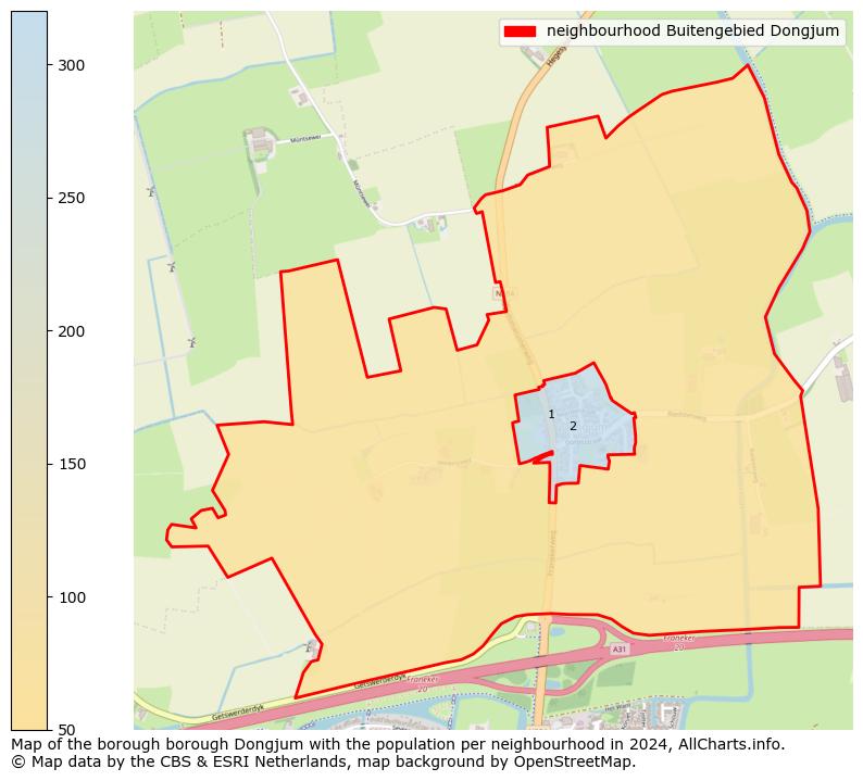 Image of the neighbourhood Buitengebied Dongjum at the map. This image is used as introduction to this page. This page shows a lot of information about the population in the neighbourhood Buitengebied Dongjum (such as the distribution by age groups of the residents, the composition of households, whether inhabitants are natives or Dutch with an immigration background, data about the houses (numbers, types, price development, use, type of property, ...) and more (car ownership, energy consumption, ...) based on open data from the Dutch Central Bureau of Statistics and various other sources!
