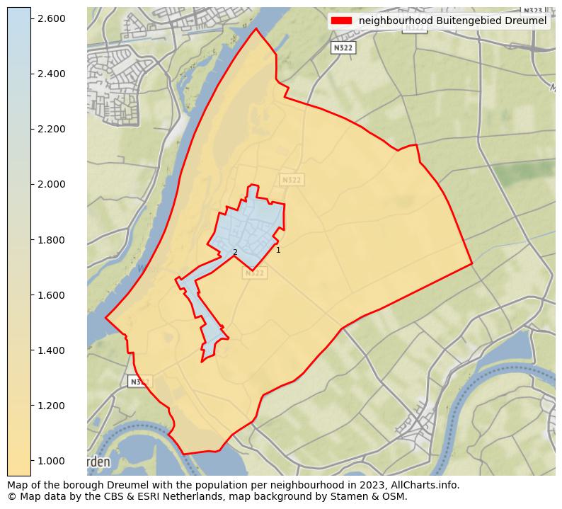 Map of the borough Dreumel with the population per neighbourhood in 2023. This page shows a lot of information about residents (such as the distribution by age groups, family composition, gender, native or Dutch with an immigration background, ...), homes (numbers, types, price development, use, type of property, ...) and more (car ownership, energy consumption, ...) based on open data from the Dutch Central Bureau of Statistics and various other sources!