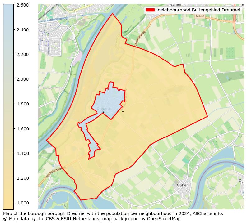 Image of the neighbourhood Buitengebied Dreumel at the map. This image is used as introduction to this page. This page shows a lot of information about the population in the neighbourhood Buitengebied Dreumel (such as the distribution by age groups of the residents, the composition of households, whether inhabitants are natives or Dutch with an immigration background, data about the houses (numbers, types, price development, use, type of property, ...) and more (car ownership, energy consumption, ...) based on open data from the Dutch Central Bureau of Statistics and various other sources!