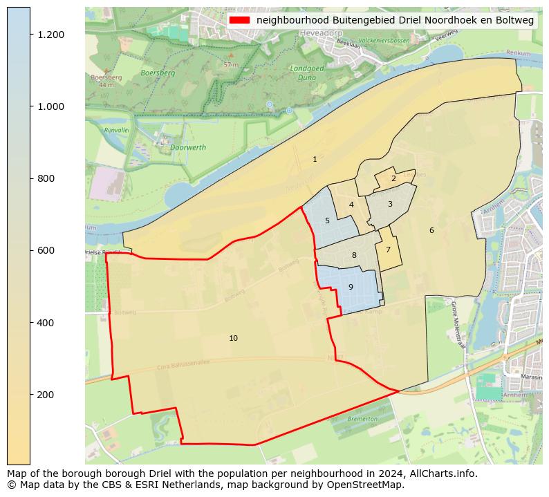 Image of the neighbourhood Buitengebied Driel Noordhoek en Boltweg at the map. This image is used as introduction to this page. This page shows a lot of information about the population in the neighbourhood Buitengebied Driel Noordhoek en Boltweg (such as the distribution by age groups of the residents, the composition of households, whether inhabitants are natives or Dutch with an immigration background, data about the houses (numbers, types, price development, use, type of property, ...) and more (car ownership, energy consumption, ...) based on open data from the Dutch Central Bureau of Statistics and various other sources!