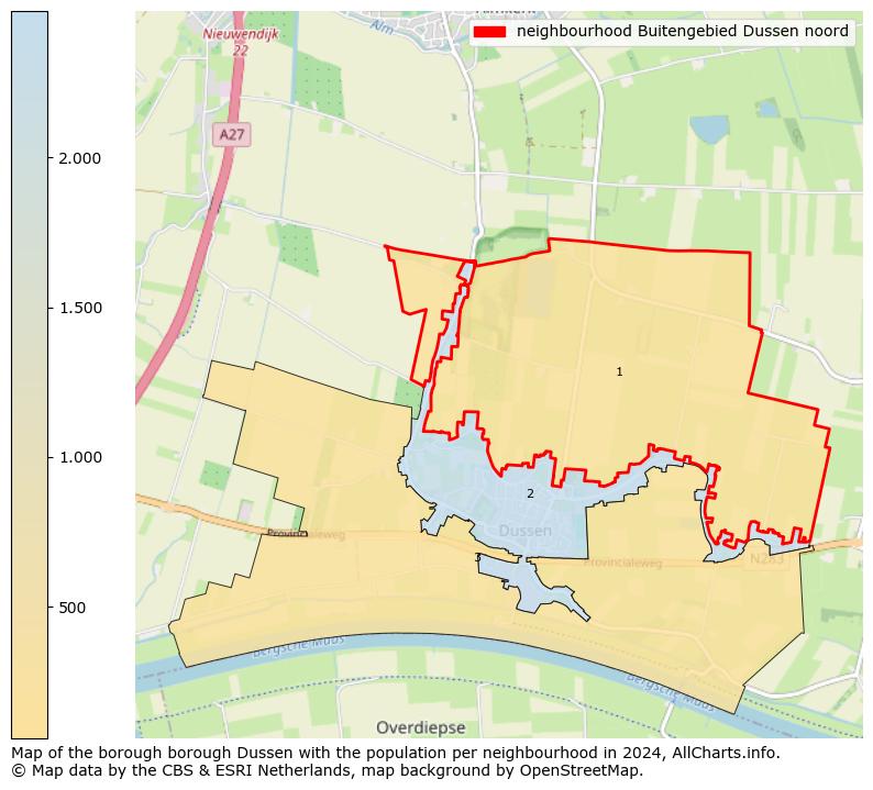 Image of the neighbourhood Buitengebied Dussen noord at the map. This image is used as introduction to this page. This page shows a lot of information about the population in the neighbourhood Buitengebied Dussen noord (such as the distribution by age groups of the residents, the composition of households, whether inhabitants are natives or Dutch with an immigration background, data about the houses (numbers, types, price development, use, type of property, ...) and more (car ownership, energy consumption, ...) based on open data from the Dutch Central Bureau of Statistics and various other sources!