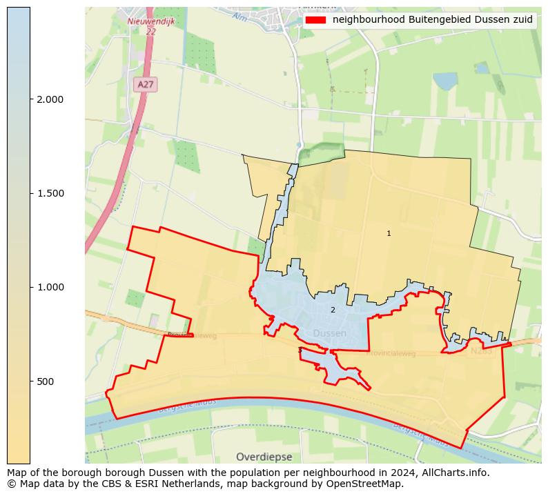 Image of the neighbourhood Buitengebied Dussen zuid at the map. This image is used as introduction to this page. This page shows a lot of information about the population in the neighbourhood Buitengebied Dussen zuid (such as the distribution by age groups of the residents, the composition of households, whether inhabitants are natives or Dutch with an immigration background, data about the houses (numbers, types, price development, use, type of property, ...) and more (car ownership, energy consumption, ...) based on open data from the Dutch Central Bureau of Statistics and various other sources!