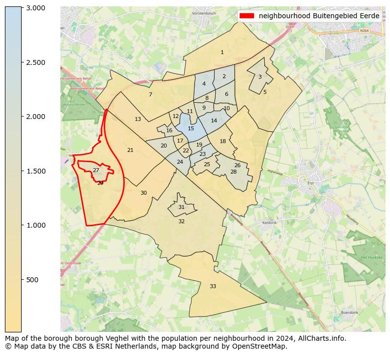 Image of the neighbourhood Buitengebied Eerde at the map. This image is used as introduction to this page. This page shows a lot of information about the population in the neighbourhood Buitengebied Eerde (such as the distribution by age groups of the residents, the composition of households, whether inhabitants are natives or Dutch with an immigration background, data about the houses (numbers, types, price development, use, type of property, ...) and more (car ownership, energy consumption, ...) based on open data from the Dutch Central Bureau of Statistics and various other sources!