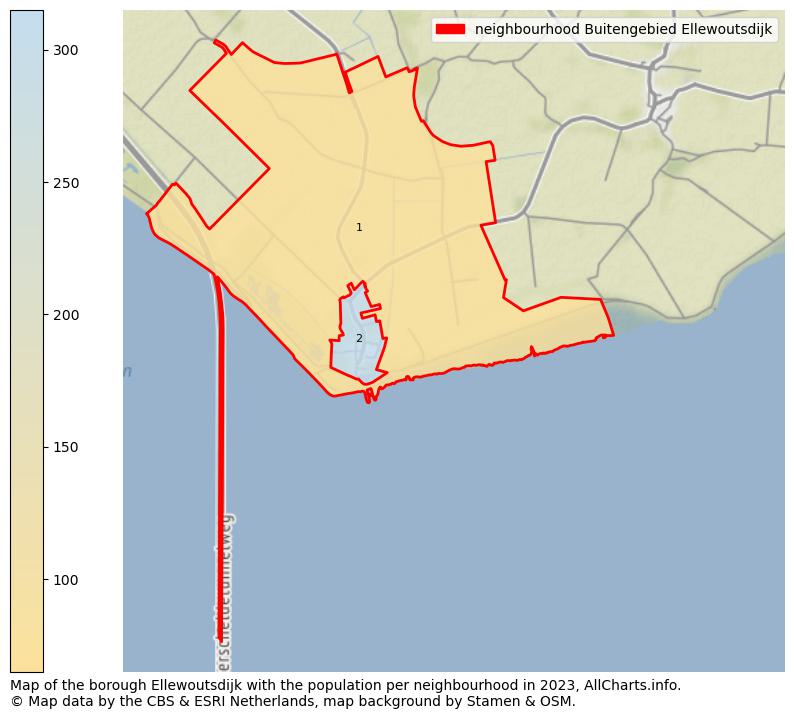 Map of the borough Ellewoutsdijk with the population per neighbourhood in 2023. This page shows a lot of information about residents (such as the distribution by age groups, family composition, gender, native or Dutch with an immigration background, ...), homes (numbers, types, price development, use, type of property, ...) and more (car ownership, energy consumption, ...) based on open data from the Dutch Central Bureau of Statistics and various other sources!