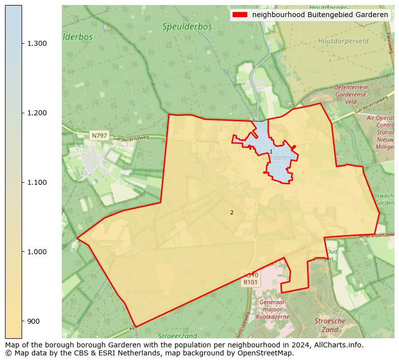 Image of the neighbourhood Buitengebied Garderen at the map. This image is used as introduction to this page. This page shows a lot of information about the population in the neighbourhood Buitengebied Garderen (such as the distribution by age groups of the residents, the composition of households, whether inhabitants are natives or Dutch with an immigration background, data about the houses (numbers, types, price development, use, type of property, ...) and more (car ownership, energy consumption, ...) based on open data from the Dutch Central Bureau of Statistics and various other sources!