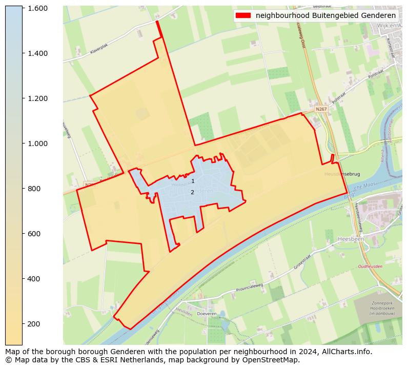 Image of the neighbourhood Buitengebied Genderen at the map. This image is used as introduction to this page. This page shows a lot of information about the population in the neighbourhood Buitengebied Genderen (such as the distribution by age groups of the residents, the composition of households, whether inhabitants are natives or Dutch with an immigration background, data about the houses (numbers, types, price development, use, type of property, ...) and more (car ownership, energy consumption, ...) based on open data from the Dutch Central Bureau of Statistics and various other sources!