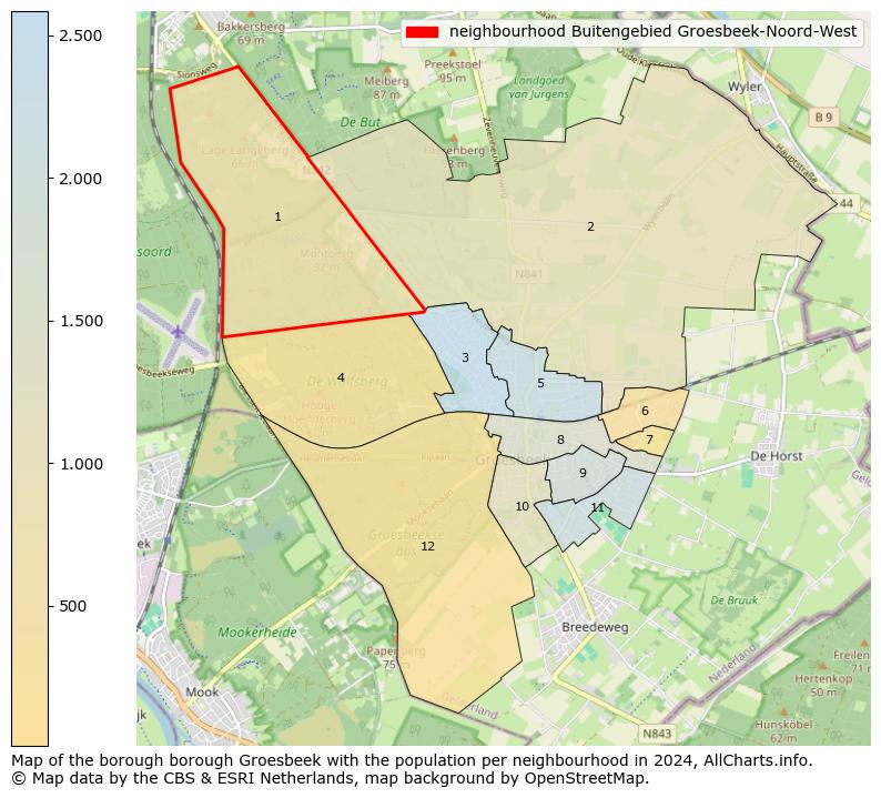 Image of the neighbourhood Buitengebied Groesbeek-Noord-West at the map. This image is used as introduction to this page. This page shows a lot of information about the population in the neighbourhood Buitengebied Groesbeek-Noord-West (such as the distribution by age groups of the residents, the composition of households, whether inhabitants are natives or Dutch with an immigration background, data about the houses (numbers, types, price development, use, type of property, ...) and more (car ownership, energy consumption, ...) based on open data from the Dutch Central Bureau of Statistics and various other sources!