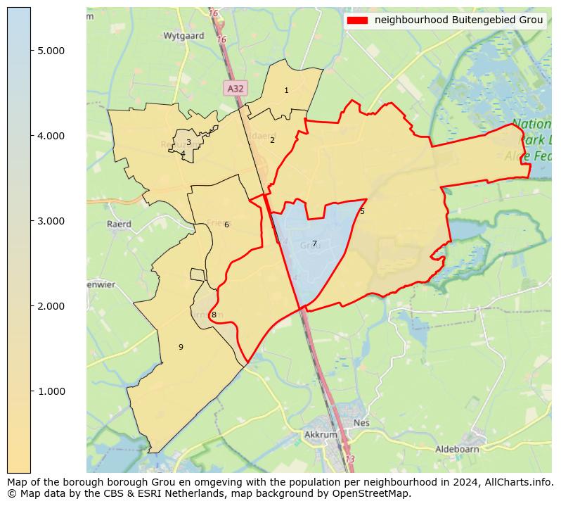 Image of the neighbourhood Buitengebied Grou at the map. This image is used as introduction to this page. This page shows a lot of information about the population in the neighbourhood Buitengebied Grou (such as the distribution by age groups of the residents, the composition of households, whether inhabitants are natives or Dutch with an immigration background, data about the houses (numbers, types, price development, use, type of property, ...) and more (car ownership, energy consumption, ...) based on open data from the Dutch Central Bureau of Statistics and various other sources!