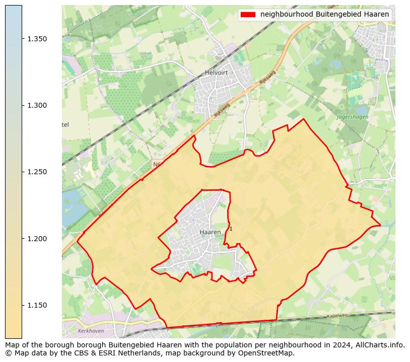 Image of the neighbourhood Buitengebied Haaren at the map. This image is used as introduction to this page. This page shows a lot of information about the population in the neighbourhood Buitengebied Haaren (such as the distribution by age groups of the residents, the composition of households, whether inhabitants are natives or Dutch with an immigration background, data about the houses (numbers, types, price development, use, type of property, ...) and more (car ownership, energy consumption, ...) based on open data from the Dutch Central Bureau of Statistics and various other sources!