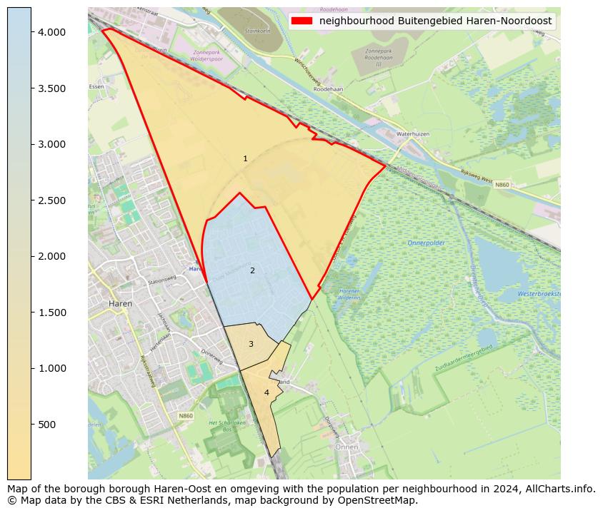 Image of the neighbourhood Buitengebied Haren-Noordoost at the map. This image is used as introduction to this page. This page shows a lot of information about the population in the neighbourhood Buitengebied Haren-Noordoost (such as the distribution by age groups of the residents, the composition of households, whether inhabitants are natives or Dutch with an immigration background, data about the houses (numbers, types, price development, use, type of property, ...) and more (car ownership, energy consumption, ...) based on open data from the Dutch Central Bureau of Statistics and various other sources!