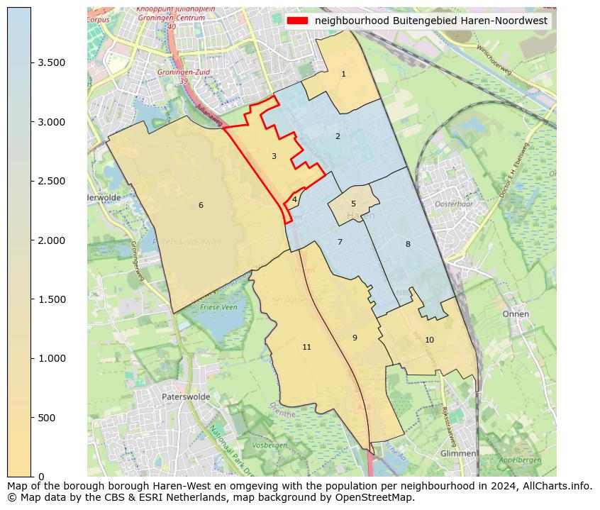 Image of the neighbourhood Buitengebied Haren-Noordwest at the map. This image is used as introduction to this page. This page shows a lot of information about the population in the neighbourhood Buitengebied Haren-Noordwest (such as the distribution by age groups of the residents, the composition of households, whether inhabitants are natives or Dutch with an immigration background, data about the houses (numbers, types, price development, use, type of property, ...) and more (car ownership, energy consumption, ...) based on open data from the Dutch Central Bureau of Statistics and various other sources!