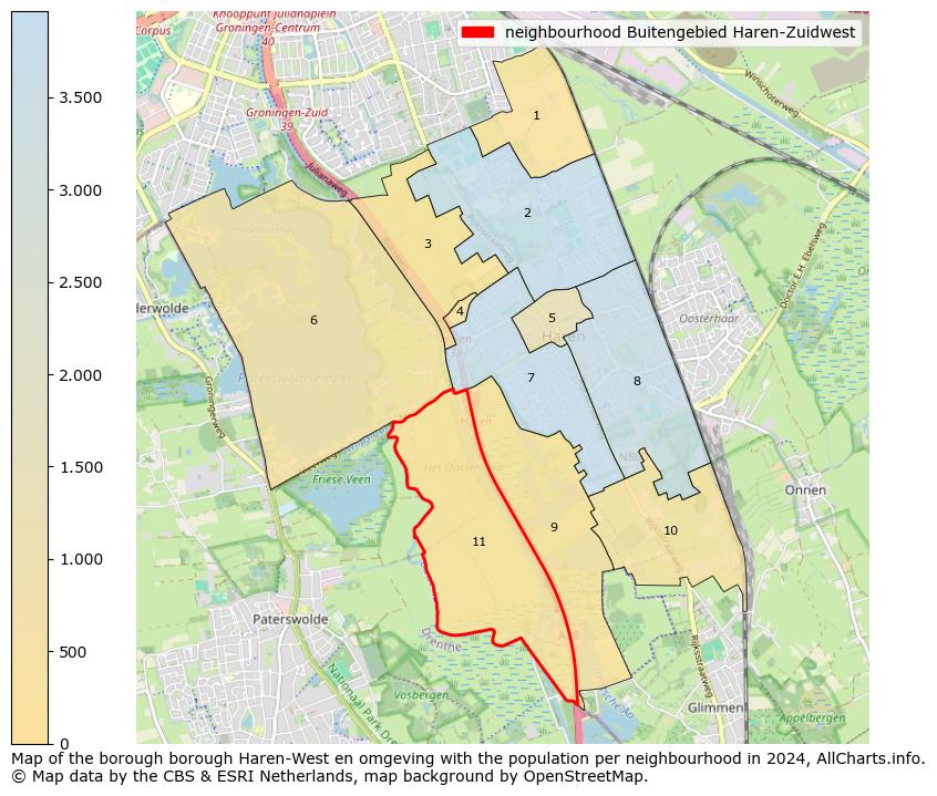 Image of the neighbourhood Buitengebied Haren-Zuidwest at the map. This image is used as introduction to this page. This page shows a lot of information about the population in the neighbourhood Buitengebied Haren-Zuidwest (such as the distribution by age groups of the residents, the composition of households, whether inhabitants are natives or Dutch with an immigration background, data about the houses (numbers, types, price development, use, type of property, ...) and more (car ownership, energy consumption, ...) based on open data from the Dutch Central Bureau of Statistics and various other sources!