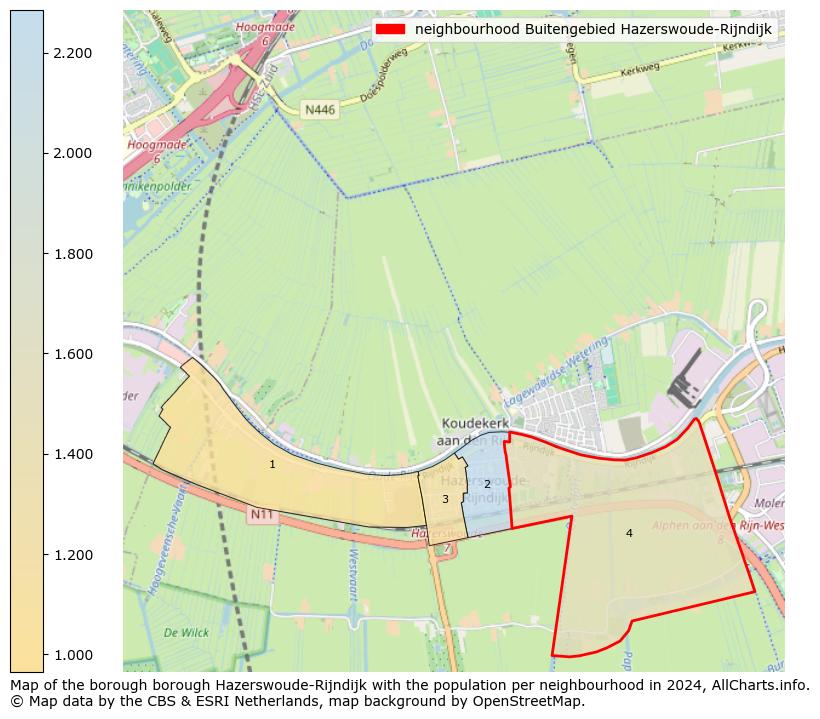 Image of the neighbourhood Buitengebied Hazerswoude-Rijndijk at the map. This image is used as introduction to this page. This page shows a lot of information about the population in the neighbourhood Buitengebied Hazerswoude-Rijndijk (such as the distribution by age groups of the residents, the composition of households, whether inhabitants are natives or Dutch with an immigration background, data about the houses (numbers, types, price development, use, type of property, ...) and more (car ownership, energy consumption, ...) based on open data from the Dutch Central Bureau of Statistics and various other sources!