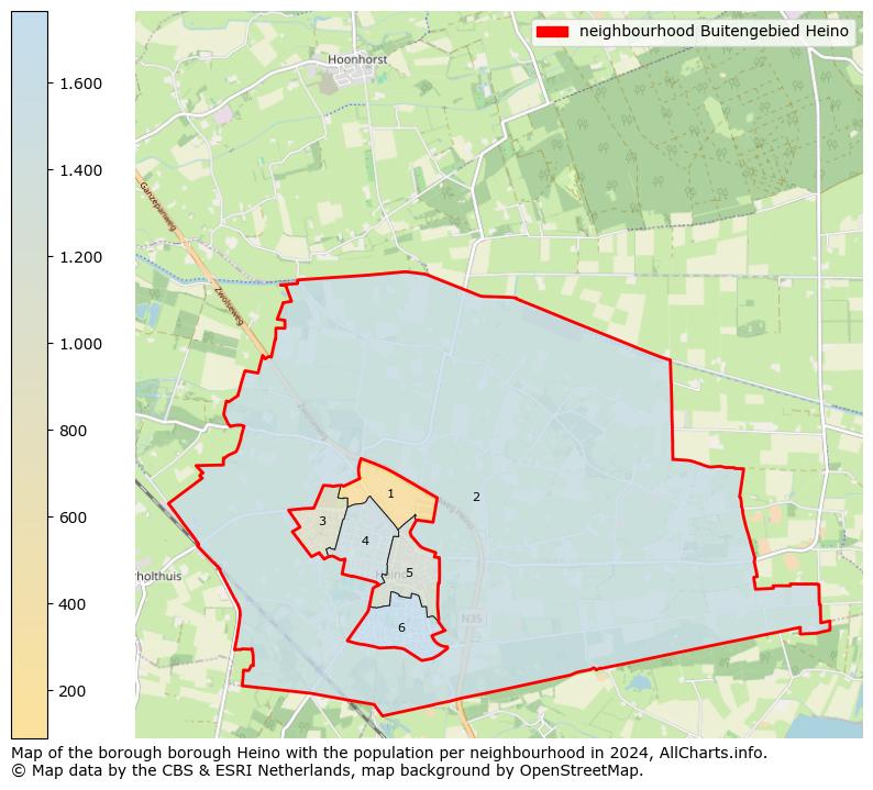 Image of the neighbourhood Buitengebied Heino at the map. This image is used as introduction to this page. This page shows a lot of information about the population in the neighbourhood Buitengebied Heino (such as the distribution by age groups of the residents, the composition of households, whether inhabitants are natives or Dutch with an immigration background, data about the houses (numbers, types, price development, use, type of property, ...) and more (car ownership, energy consumption, ...) based on open data from the Dutch Central Bureau of Statistics and various other sources!