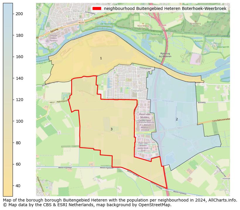 Image of the neighbourhood Buitengebied Heteren Boterhoek-Weerbroek at the map. This image is used as introduction to this page. This page shows a lot of information about the population in the neighbourhood Buitengebied Heteren Boterhoek-Weerbroek (such as the distribution by age groups of the residents, the composition of households, whether inhabitants are natives or Dutch with an immigration background, data about the houses (numbers, types, price development, use, type of property, ...) and more (car ownership, energy consumption, ...) based on open data from the Dutch Central Bureau of Statistics and various other sources!