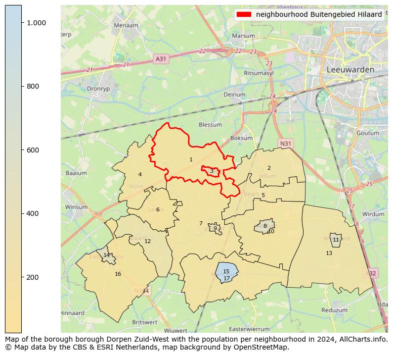 Image of the neighbourhood Buitengebied Hilaard at the map. This image is used as introduction to this page. This page shows a lot of information about the population in the neighbourhood Buitengebied Hilaard (such as the distribution by age groups of the residents, the composition of households, whether inhabitants are natives or Dutch with an immigration background, data about the houses (numbers, types, price development, use, type of property, ...) and more (car ownership, energy consumption, ...) based on open data from the Dutch Central Bureau of Statistics and various other sources!