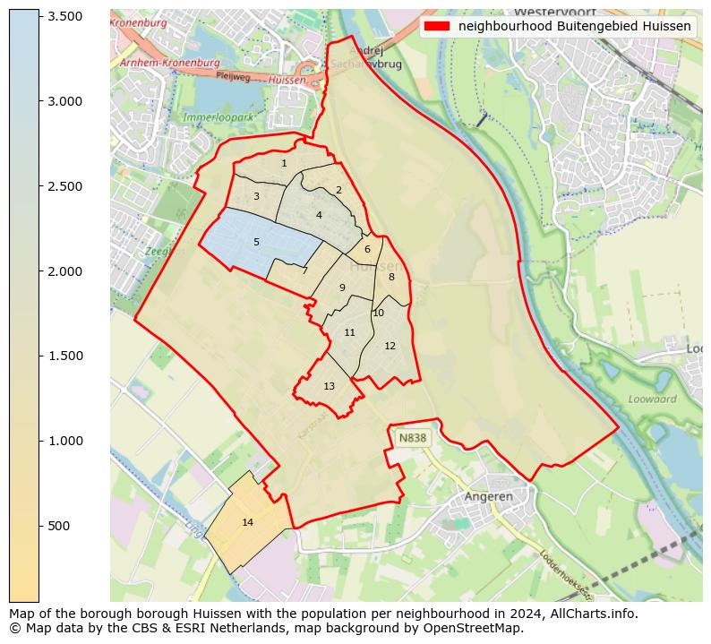 Image of the neighbourhood Buitengebied Huissen at the map. This image is used as introduction to this page. This page shows a lot of information about the population in the neighbourhood Buitengebied Huissen (such as the distribution by age groups of the residents, the composition of households, whether inhabitants are natives or Dutch with an immigration background, data about the houses (numbers, types, price development, use, type of property, ...) and more (car ownership, energy consumption, ...) based on open data from the Dutch Central Bureau of Statistics and various other sources!