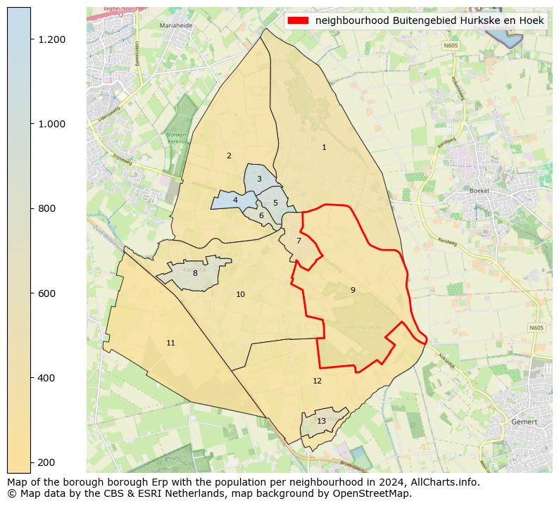 Image of the neighbourhood Buitengebied Hurkske en Hoek at the map. This image is used as introduction to this page. This page shows a lot of information about the population in the neighbourhood Buitengebied Hurkske en Hoek (such as the distribution by age groups of the residents, the composition of households, whether inhabitants are natives or Dutch with an immigration background, data about the houses (numbers, types, price development, use, type of property, ...) and more (car ownership, energy consumption, ...) based on open data from the Dutch Central Bureau of Statistics and various other sources!