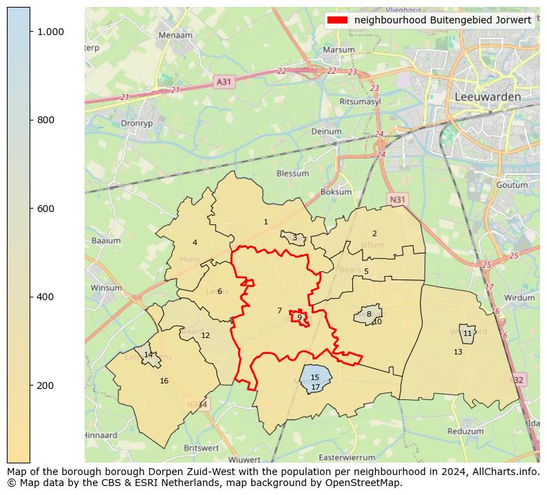 Image of the neighbourhood Buitengebied Jorwert at the map. This image is used as introduction to this page. This page shows a lot of information about the population in the neighbourhood Buitengebied Jorwert (such as the distribution by age groups of the residents, the composition of households, whether inhabitants are natives or Dutch with an immigration background, data about the houses (numbers, types, price development, use, type of property, ...) and more (car ownership, energy consumption, ...) based on open data from the Dutch Central Bureau of Statistics and various other sources!