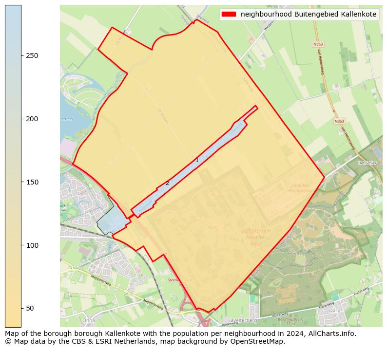 Image of the neighbourhood Buitengebied Kallenkote at the map. This image is used as introduction to this page. This page shows a lot of information about the population in the neighbourhood Buitengebied Kallenkote (such as the distribution by age groups of the residents, the composition of households, whether inhabitants are natives or Dutch with an immigration background, data about the houses (numbers, types, price development, use, type of property, ...) and more (car ownership, energy consumption, ...) based on open data from the Dutch Central Bureau of Statistics and various other sources!