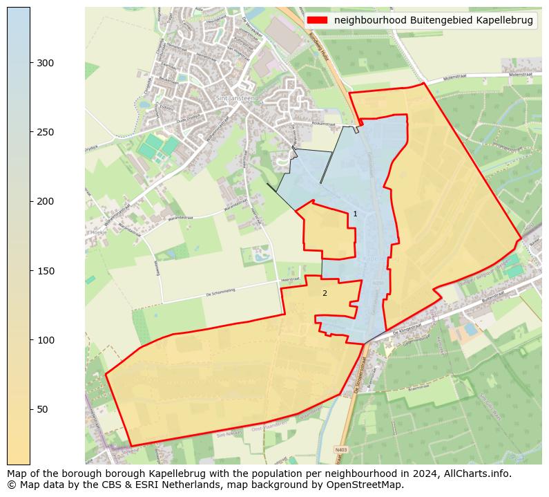 Image of the neighbourhood Buitengebied Kapellebrug at the map. This image is used as introduction to this page. This page shows a lot of information about the population in the neighbourhood Buitengebied Kapellebrug (such as the distribution by age groups of the residents, the composition of households, whether inhabitants are natives or Dutch with an immigration background, data about the houses (numbers, types, price development, use, type of property, ...) and more (car ownership, energy consumption, ...) based on open data from the Dutch Central Bureau of Statistics and various other sources!