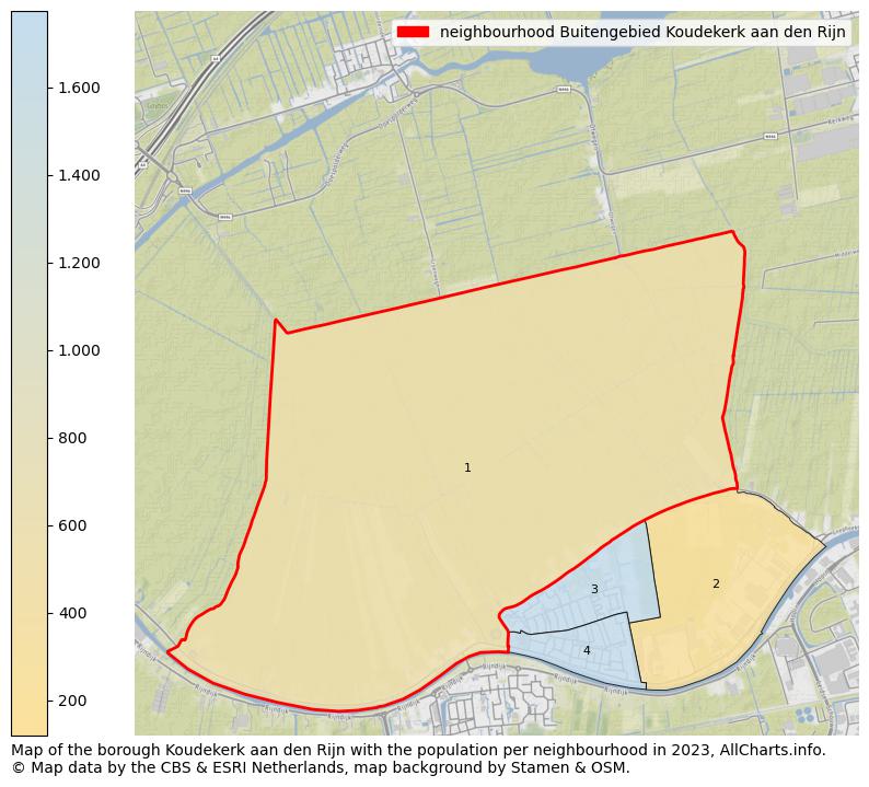 Map of the borough Koudekerk aan den Rijn with the population per neighbourhood in 2023. This page shows a lot of information about residents (such as the distribution by age groups, family composition, gender, native or Dutch with an immigration background, ...), homes (numbers, types, price development, use, type of property, ...) and more (car ownership, energy consumption, ...) based on open data from the Dutch Central Bureau of Statistics and various other sources!