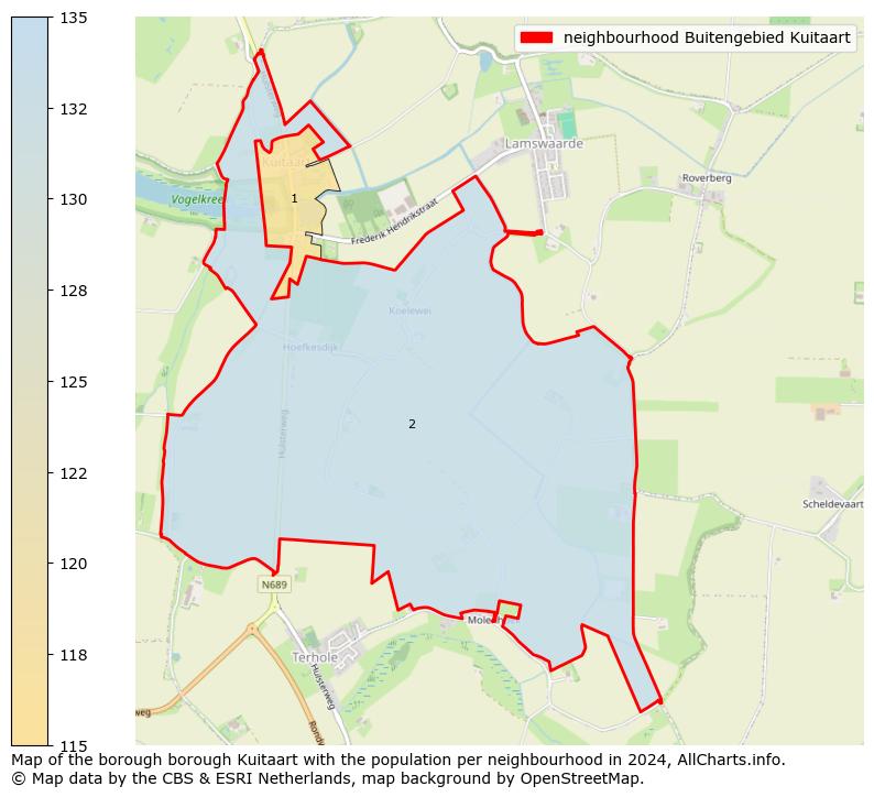 Image of the neighbourhood Buitengebied Kuitaart at the map. This image is used as introduction to this page. This page shows a lot of information about the population in the neighbourhood Buitengebied Kuitaart (such as the distribution by age groups of the residents, the composition of households, whether inhabitants are natives or Dutch with an immigration background, data about the houses (numbers, types, price development, use, type of property, ...) and more (car ownership, energy consumption, ...) based on open data from the Dutch Central Bureau of Statistics and various other sources!