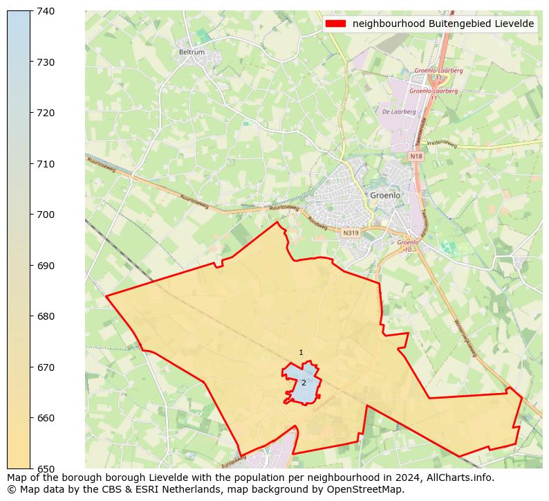 Image of the neighbourhood Buitengebied Lievelde at the map. This image is used as introduction to this page. This page shows a lot of information about the population in the neighbourhood Buitengebied Lievelde (such as the distribution by age groups of the residents, the composition of households, whether inhabitants are natives or Dutch with an immigration background, data about the houses (numbers, types, price development, use, type of property, ...) and more (car ownership, energy consumption, ...) based on open data from the Dutch Central Bureau of Statistics and various other sources!