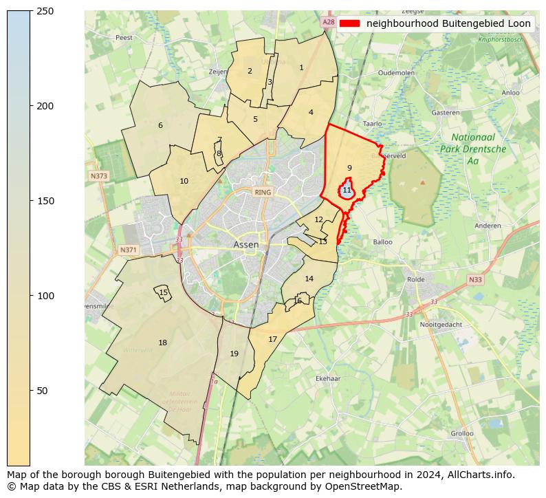 Image of the neighbourhood Buitengebied Loon at the map. This image is used as introduction to this page. This page shows a lot of information about the population in the neighbourhood Buitengebied Loon (such as the distribution by age groups of the residents, the composition of households, whether inhabitants are natives or Dutch with an immigration background, data about the houses (numbers, types, price development, use, type of property, ...) and more (car ownership, energy consumption, ...) based on open data from the Dutch Central Bureau of Statistics and various other sources!