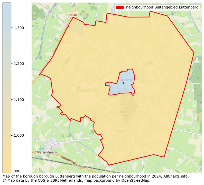 Image of the neighbourhood Buitengebied Luttenberg at the map. This image is used as introduction to this page. This page shows a lot of information about the population in the neighbourhood Buitengebied Luttenberg (such as the distribution by age groups of the residents, the composition of households, whether inhabitants are natives or Dutch with an immigration background, data about the houses (numbers, types, price development, use, type of property, ...) and more (car ownership, energy consumption, ...) based on open data from the Dutch Central Bureau of Statistics and various other sources!