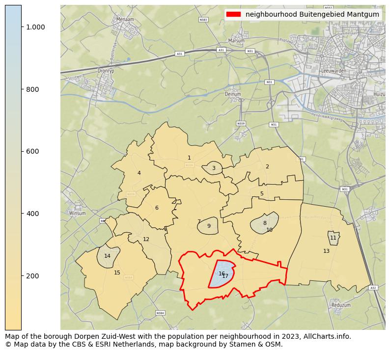 Map of the borough Dorpen Zuid-West with the population per neighbourhood in 2023. This page shows a lot of information about residents (such as the distribution by age groups, family composition, gender, native or Dutch with an immigration background, ...), homes (numbers, types, price development, use, type of property, ...) and more (car ownership, energy consumption, ...) based on open data from the Dutch Central Bureau of Statistics and various other sources!