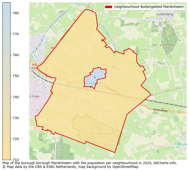 Image of the neighbourhood Buitengebied Mariënheem at the map. This image is used as introduction to this page. This page shows a lot of information about the population in the neighbourhood Buitengebied Mariënheem (such as the distribution by age groups of the residents, the composition of households, whether inhabitants are natives or Dutch with an immigration background, data about the houses (numbers, types, price development, use, type of property, ...) and more (car ownership, energy consumption, ...) based on open data from the Dutch Central Bureau of Statistics and various other sources!