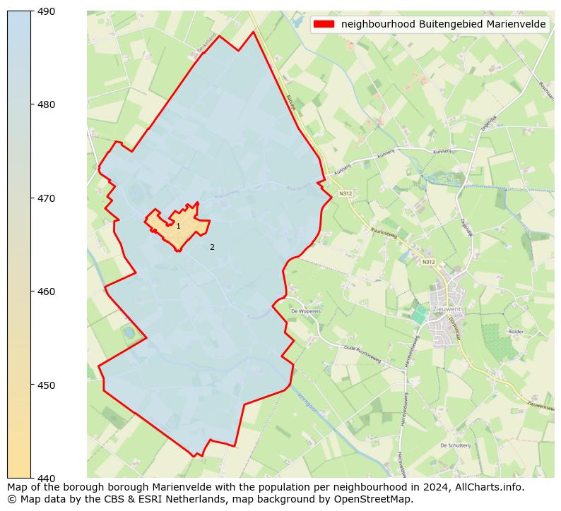 Image of the neighbourhood Buitengebied Marienvelde at the map. This image is used as introduction to this page. This page shows a lot of information about the population in the neighbourhood Buitengebied Marienvelde (such as the distribution by age groups of the residents, the composition of households, whether inhabitants are natives or Dutch with an immigration background, data about the houses (numbers, types, price development, use, type of property, ...) and more (car ownership, energy consumption, ...) based on open data from the Dutch Central Bureau of Statistics and various other sources!