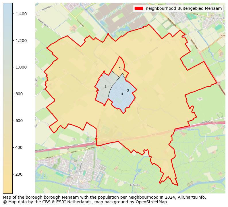 Image of the neighbourhood Buitengebied Menaam at the map. This image is used as introduction to this page. This page shows a lot of information about the population in the neighbourhood Buitengebied Menaam (such as the distribution by age groups of the residents, the composition of households, whether inhabitants are natives or Dutch with an immigration background, data about the houses (numbers, types, price development, use, type of property, ...) and more (car ownership, energy consumption, ...) based on open data from the Dutch Central Bureau of Statistics and various other sources!