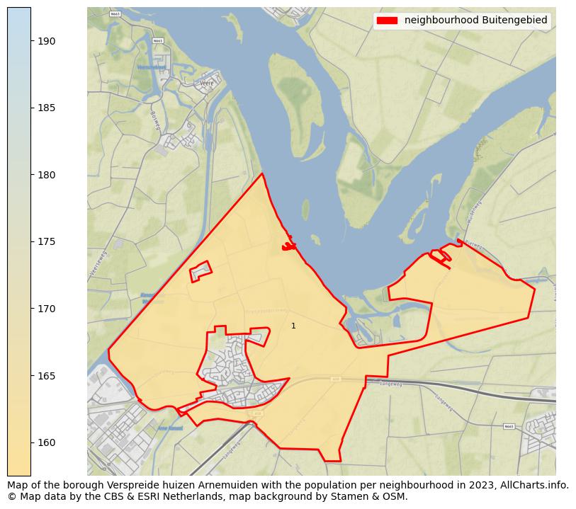 Map of the borough Verspreide huizen Arnemuiden with the population per neighbourhood in 2023. This page shows a lot of information about residents (such as the distribution by age groups, family composition, gender, native or Dutch with an immigration background, ...), homes (numbers, types, price development, use, type of property, ...) and more (car ownership, energy consumption, ...) based on open data from the Dutch Central Bureau of Statistics and various other sources!