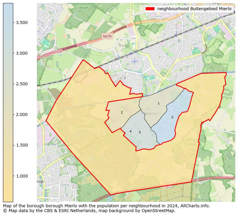 Image of the neighbourhood Buitengebied Mierlo at the map. This image is used as introduction to this page. This page shows a lot of information about the population in the neighbourhood Buitengebied Mierlo (such as the distribution by age groups of the residents, the composition of households, whether inhabitants are natives or Dutch with an immigration background, data about the houses (numbers, types, price development, use, type of property, ...) and more (car ownership, energy consumption, ...) based on open data from the Dutch Central Bureau of Statistics and various other sources!