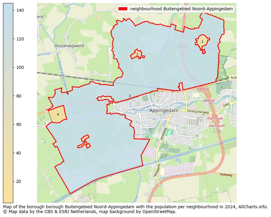 Image of the neighbourhood Buitengebied Noord-Appingedam at the map. This image is used as introduction to this page. This page shows a lot of information about the population in the neighbourhood Buitengebied Noord-Appingedam (such as the distribution by age groups of the residents, the composition of households, whether inhabitants are natives or Dutch with an immigration background, data about the houses (numbers, types, price development, use, type of property, ...) and more (car ownership, energy consumption, ...) based on open data from the Dutch Central Bureau of Statistics and various other sources!