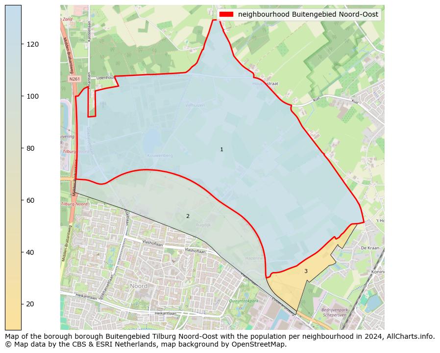 Image of the neighbourhood Buitengebied Noord-Oost at the map. This image is used as introduction to this page. This page shows a lot of information about the population in the neighbourhood Buitengebied Noord-Oost (such as the distribution by age groups of the residents, the composition of households, whether inhabitants are natives or Dutch with an immigration background, data about the houses (numbers, types, price development, use, type of property, ...) and more (car ownership, energy consumption, ...) based on open data from the Dutch Central Bureau of Statistics and various other sources!